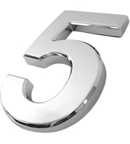 Yapışkanlı Kapı Numarası Küçük Boy 50 mm 5 cm Numara 5 Rakam Beş Sayısı Krom Renk Numaralar 1 Adet