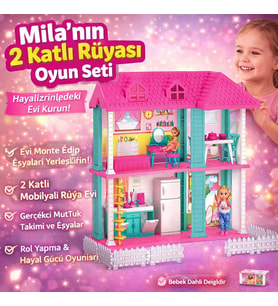 Mila’nın 2 Katlı Rüyası Oyun Evi Seti – Mobilyalı, Eğitici ve Hayal Gücünü Geliştiren Oyun Seti