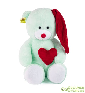 Harika Peluş Kalp Tutan Şapkalı Tatlı Rüyalar Ayıcık 80 cm (Mint Yeşili)