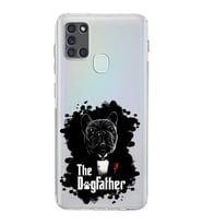 Samsung Galaxy A21s  Kamera Korumalı  Kapak Dog Father Tasarımlı  Şeffaf Kılıf