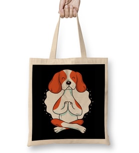 Cavalier Dog Yoga For Yogi And Lover Gift Bez Çanta Uzun Saplı