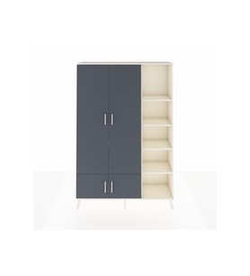 Arges Dolap 6 Raflı 4 Kapaklı Tek Askılı 132x30x195 Aytaşı-Antrasit/Aytaşı