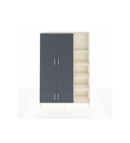 Arges Dolap 6 Raflı 4 Kapaklı Tek Askılı 132x30x195 Aytaşı-Antrasit/Aytaşı