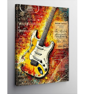 Kanvas Tablo Renkli Elektro Gitar