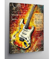 Kanvas Tablo Renkli Elektro Gitar