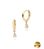 18k Serie Oro Damla Taşlı Minimal Kadın Gümüş Küpe (Altın)