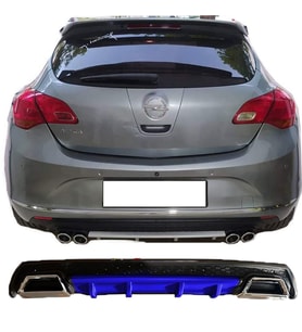 Opel Astra J HB Mavi Difüzör Çiftli Kare Egzoz Görünümlü D Tip Difizör