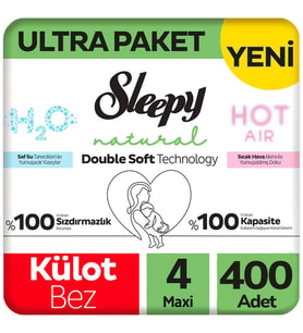 Sleepy 4 Beden Külot Bez Natural Double Soft Ultra Paket 100x4 400 Adet
