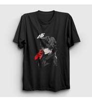 Presmono Unisex Siyah Ren Amamiya Joker Oyun Persona 5 T-Shirt 455580tt