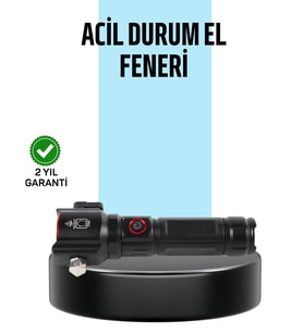 Usb Şarjlı Çok Amaçlı El Feneri Çekiçli Pusulalı