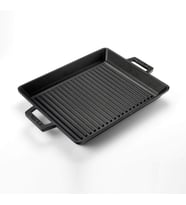 Metal Kulplu Döküm Izgara Tava, 26x32 cm, Siyah