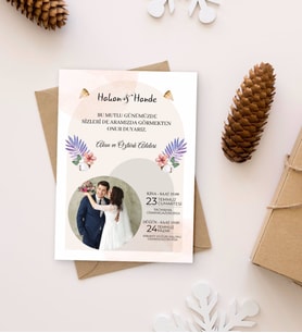 BK Gift Kişiye Özel Fotoğraflı Düğün Davetiyesi Model 101 (100Adet)