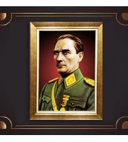 Altın Varaklı Çerçeveli Paspartulu Atatürk Tablo TR0806 (Gold)
