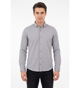 Erkek Spor Slim Fit Uzun Kol Petek Dokulu Gömlek BGL-ST05483