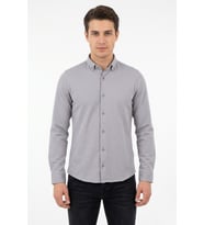 Erkek Spor Slim Fit Uzun Kol Petek Dokulu Gömlek BGL-ST05483
