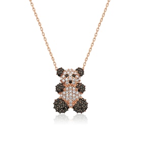 925 Ayar Gümüş Rose Gold Panda Kolye