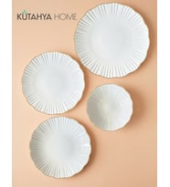 Timeless Elegance Yemek Takımı 24 Parça Gerçek Altın Lüks Modern (Krem)
