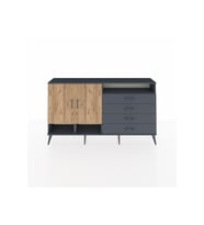 Arges Konsol 5 Raflı 4 Çekmeceli 2 Kapaklı 176x30x99 Antrasit-Çam/Antrasit