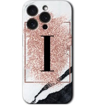İphone 15 Pro Kılıf HD Desen Baskılı Kılıf - Pembe Mermer Desenli I Harfi