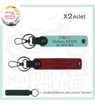 Hız Aşıkları İçin, İsim Plaka ve 0 Rh (-) Kan Grubu, x2 Anahtarlık Armağan Set, Kırmızı-Turkuaz-Laci (Çok Renkli)
