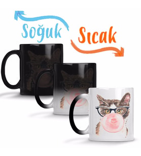 Kedi Sakız Cats Sihirli Kupa Bardak Porselen