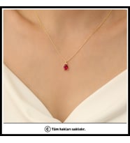 925 Ayar Gümüş Kırmızı Damla Kolye