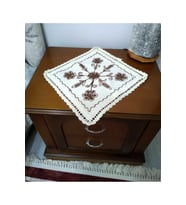 6 Adet Peçete Dantelli El Örme Laseli Peçete (35x35) (Krem)