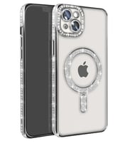 iPhone 14 Kılıf Joke Simli Magneticsafe Kılıf - Gümüş