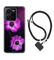 Vivo Y22 Kılıf Resimli Boyun Askılı İpli Desenli Silikon Series Çiçekler 1869