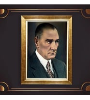 Özel Seri Paspartulu Çerçeveli Atatürk Tablo l518 (Gold)