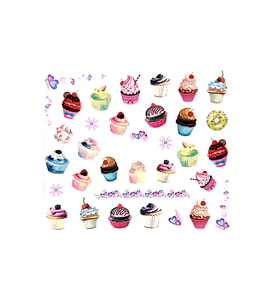 Tatlı Cupcakeler Serisi-2 Nail Art Tırnak Sticker