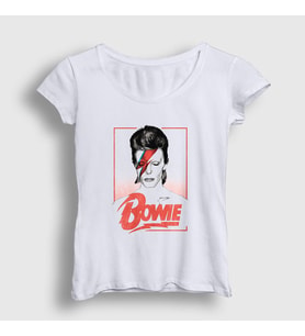 Presmono Kadın Beyaz Aladdin Sane David Bowie T-Shirt 301722tt