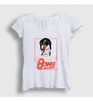 Presmono Kadın Beyaz Aladdin Sane David Bowie T-Shirt 301722tt