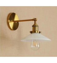 RİOLİGHT RETRO,VİNTAGE,RUSTİK ESKİTME HAREKETLİ BEYAZ BAŞLIK MAFSALLI DUVAR APLİK ŞAPKA ÇAPI:22CM (Eskitme Altın)