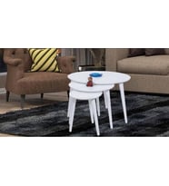Zigon Osm 17106 ELİPS Model Sehpa Parlak Beyaz Kayın Torna retro ayak El Yapımı