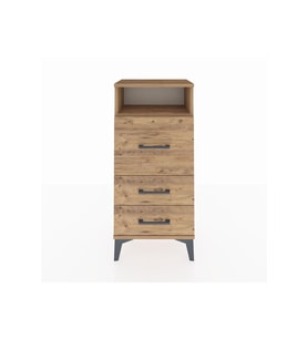 Arges Komodin Tek Raflı 3 Çekmeceli 44x30x96 Çam-Çam