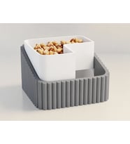 3D Baskı Fıstık Kasesi - Çift Hazneli Kabuk Ayırıcı Sunum Kasesi - Gri Beyaz