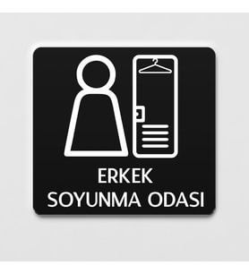Erkek Soyunma Odası Tabelası Ofis Yönlendirme Kapı İsimlik Soyunma Alanı Tabela (Siyah)