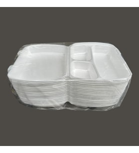 Dağyüce 23/A Tek Kullanımlık Köpük 3 Bölmeli Kapaklı Kase Kutu - 20x24 Cm. - 20 Adetlik 1 Paket