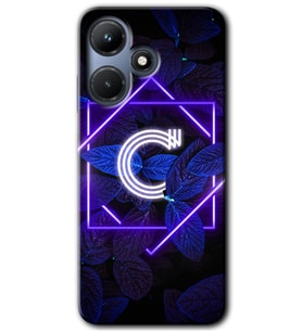 İnfinix Hot 30i Kılıf HD Desen Baskılı Kılıf - Dark Neon Yaprak C Harfi