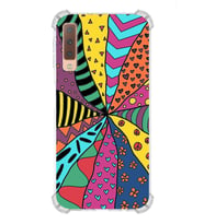 PrintiFy Samsung Galaxy A7 2018 Uyumlu Retro Color 4 Baskılı Şeffaf Köşe Korumalı Antişok Kılıf