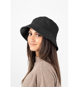 Unisex Kadife Dokulu Basic Kova Bucket Model Şapka (Siyah)