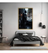 Metal Çerçeveli Temperli Cam Tablo Film Karakteri Batman (Gold)