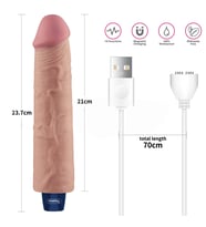 MorGece 23.7 cm USB Şarjlı Yeni Nesil Realistik Testissiz Titreşimli Ten Dildo Penis