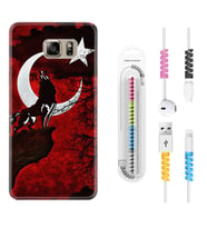Samsung S7 Edge S20 Fe Plus Ultra S21 S22 Kılıf Kablo Koruma Spiral Silikon Wolf and Moon 2 1381