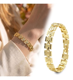 Premium Şık ve Parlak Regalia 24K Gold Kaplama 8 mm Kadın Bijuteri Bileklik 3183KBV5D12 (~18cm)