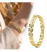 Premium Şık ve Parlak Regalia 24K Gold Kaplama 8 mm Kadın Bijuteri Bileklik 3183KBV5D12 (~18cm)