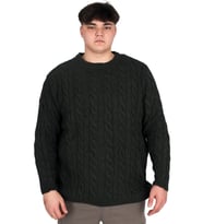 Mode XL Büyük Beden Erkek Kazak Bisiklet Yaka BRAIDED 24211 Haki