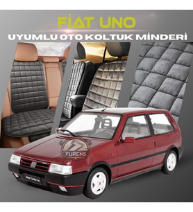 Fiat Uno Antrasit Renk Tay Tüyü Cepli & Terletmez Sırtlı Oto Koltuk Minder Seti - Koltuk Koruma Kılıfı (ÖN & ARKA TAM SET)
