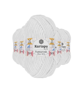 Northcity Yumurcak Kadife El Örgü İpi Kar Beyaz K010 - 5'li Paket %100 Polyester Şiş İpi